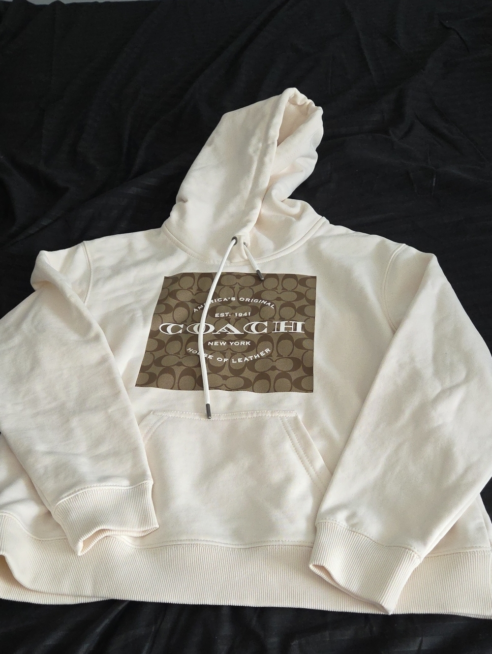 Coach Cream Crewneck Hoodie with Signature Logo Patch